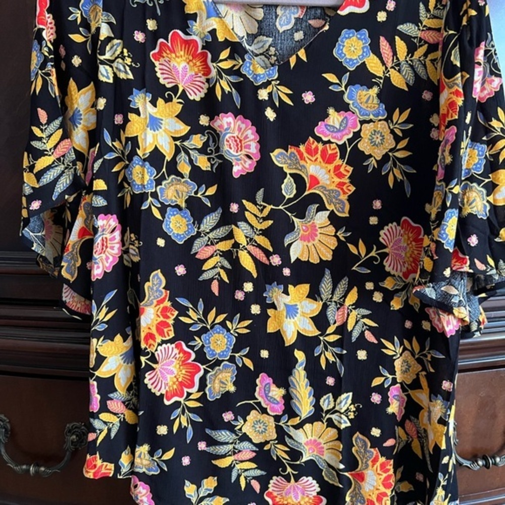 Emily Wonder Pink and Yellow Boxy Blouse with 3/4 Sleeves